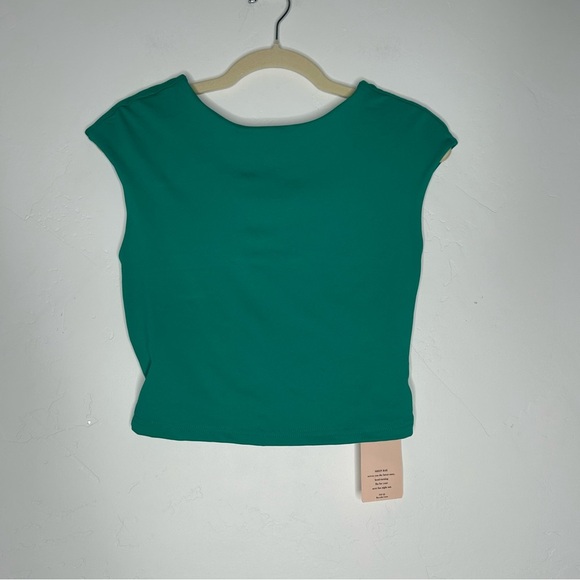 NWT Shein Open Back Cap Sleeve Crop Top Teal Size Medium 6 - Picture 1 of 8